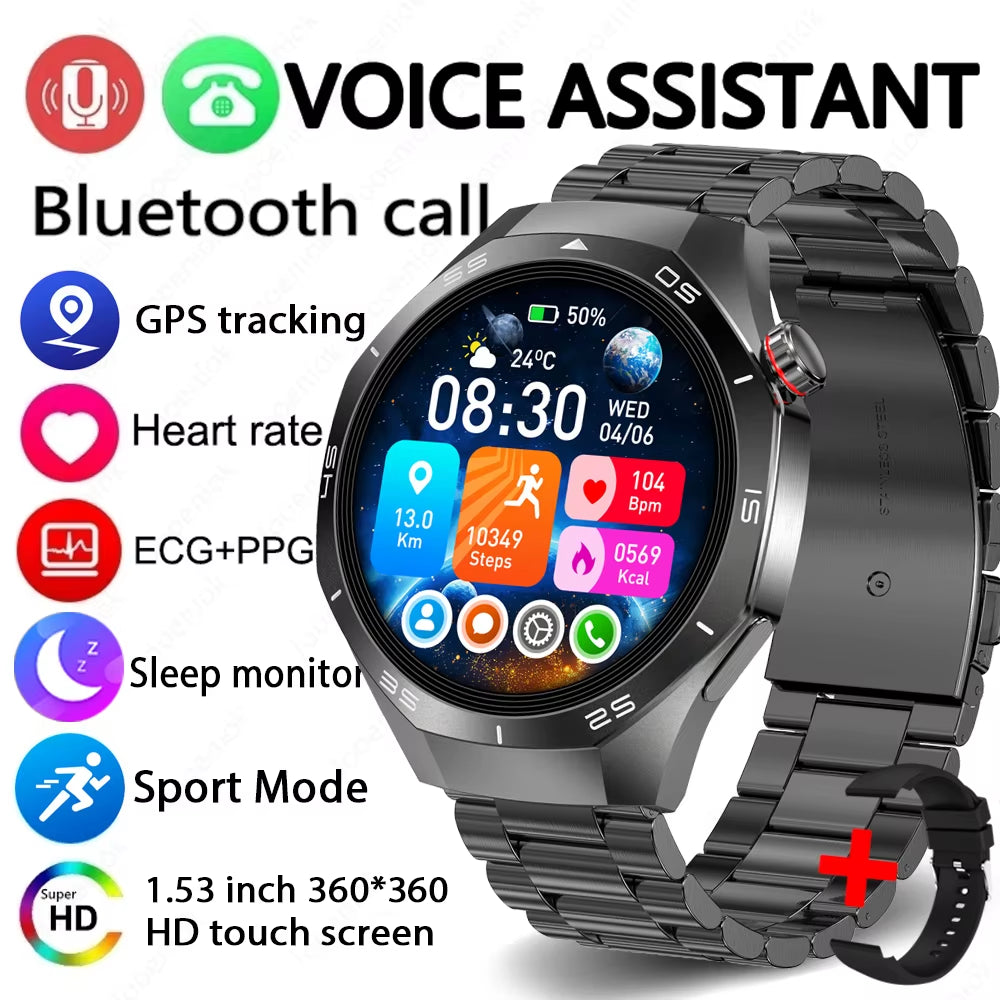 2025 New GT5 Pro GPS Track Smart Watch Men 360*360 AMOLED Screen NFC BT Call Waterproof Health Monitor Man Smartwatches IOS