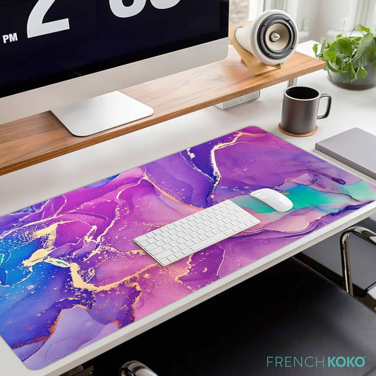 Stylish Large Desk Protector Mat - Cute Marble Lous Purple Design, Perfect for Office and Laptop Use, 78.7 x 38.1 cm