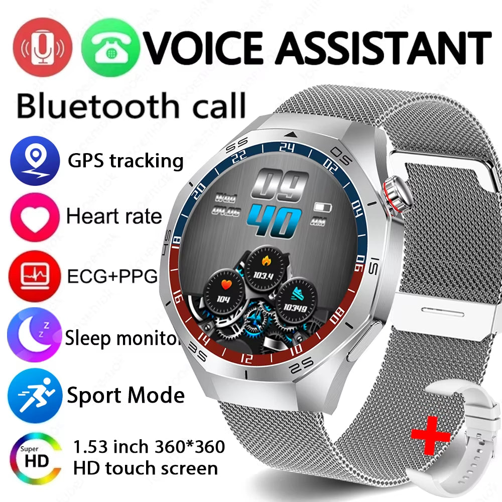 2025 New GT5 Pro GPS Track Smart Watch Men 360*360 AMOLED Screen NFC BT Call Waterproof Health Monitor Man Smartwatches IOS