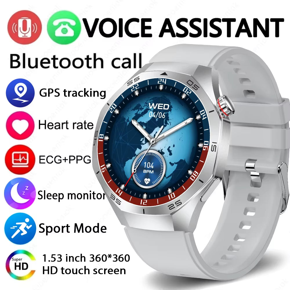 2025 New GT5 Pro GPS Track Smart Watch Men 360*360 AMOLED Screen NFC BT Call Waterproof Health Monitor Man Smartwatches IOS