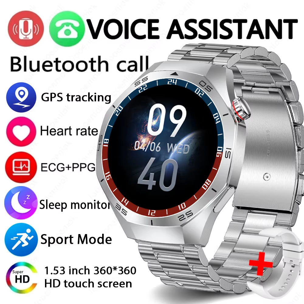 2025 New GT5 Pro GPS Track Smart Watch Men 360*360 AMOLED Screen NFC BT Call Waterproof Health Monitor Man Smartwatches IOS