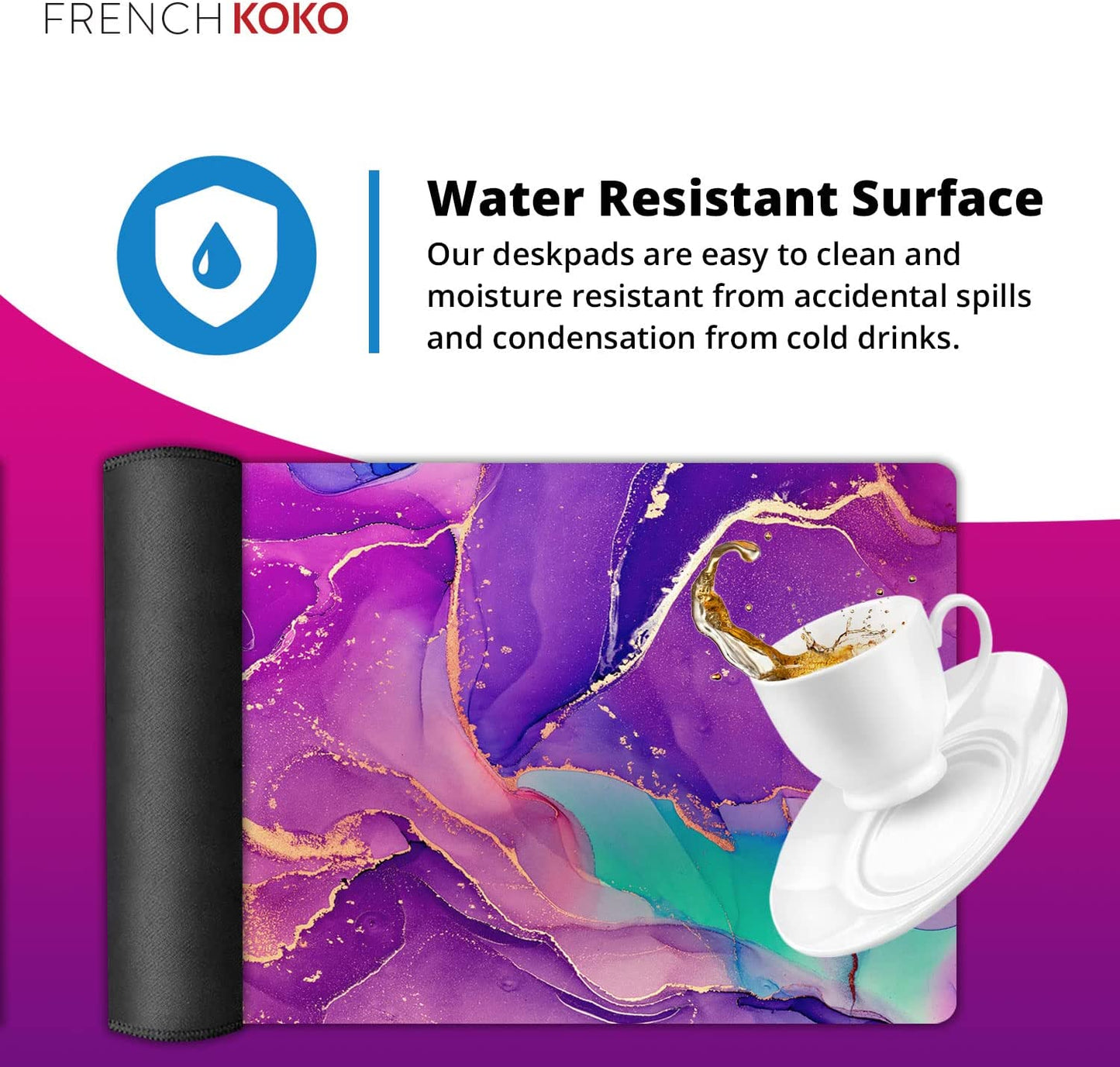 Stylish Large Desk Protector Mat - Cute Marble Lous Purple Design, Perfect for Office and Laptop Use, 78.7 x 38.1 cm