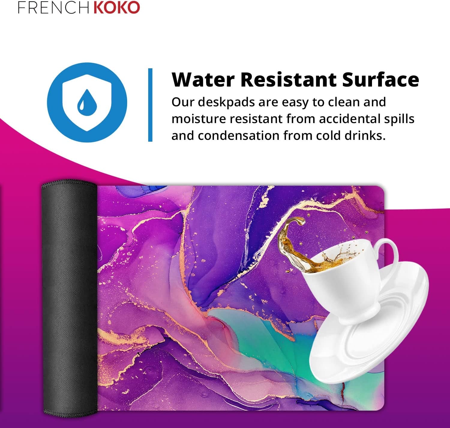 Stylish Large Desk Protector Mat - Cute Marble Lous Purple Design, Perfect for Office and Laptop Use, 78.7 x 38.1 cm