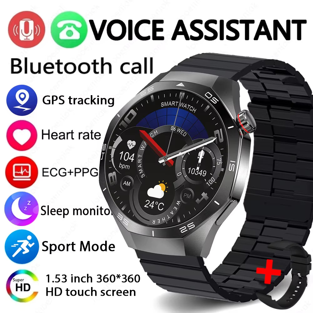 2025 New GT5 Pro GPS Track Smart Watch Men 360*360 AMOLED Screen NFC BT Call Waterproof Health Monitor Man Smartwatches IOS